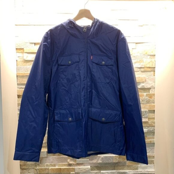 Levi's Men Four Pocket Hooded Military Rain Jacket - Picture 2 of 7